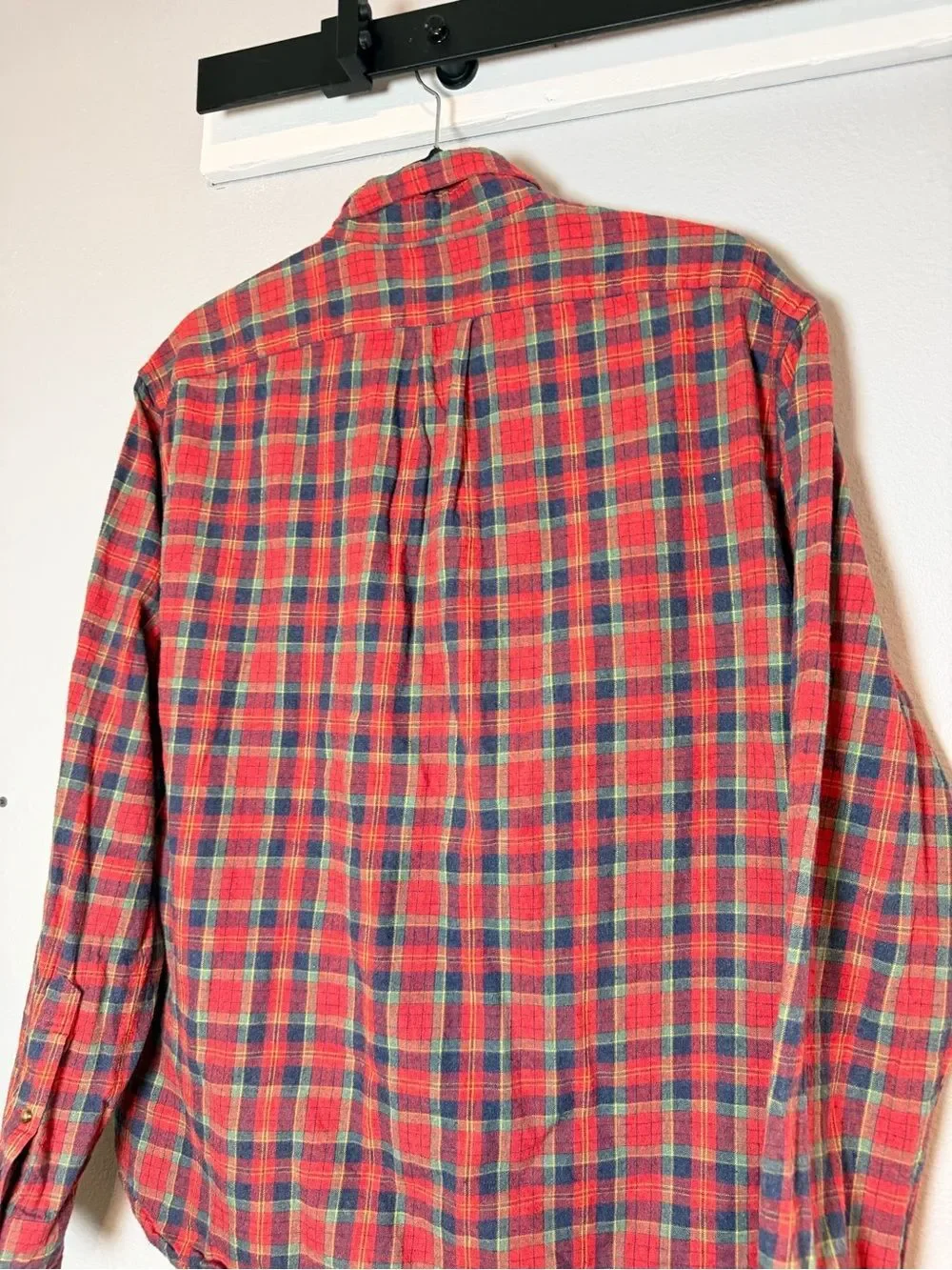 J. Crew Men's Red Plaid Button Down Flannel Shirt Size XL Slim Untucked